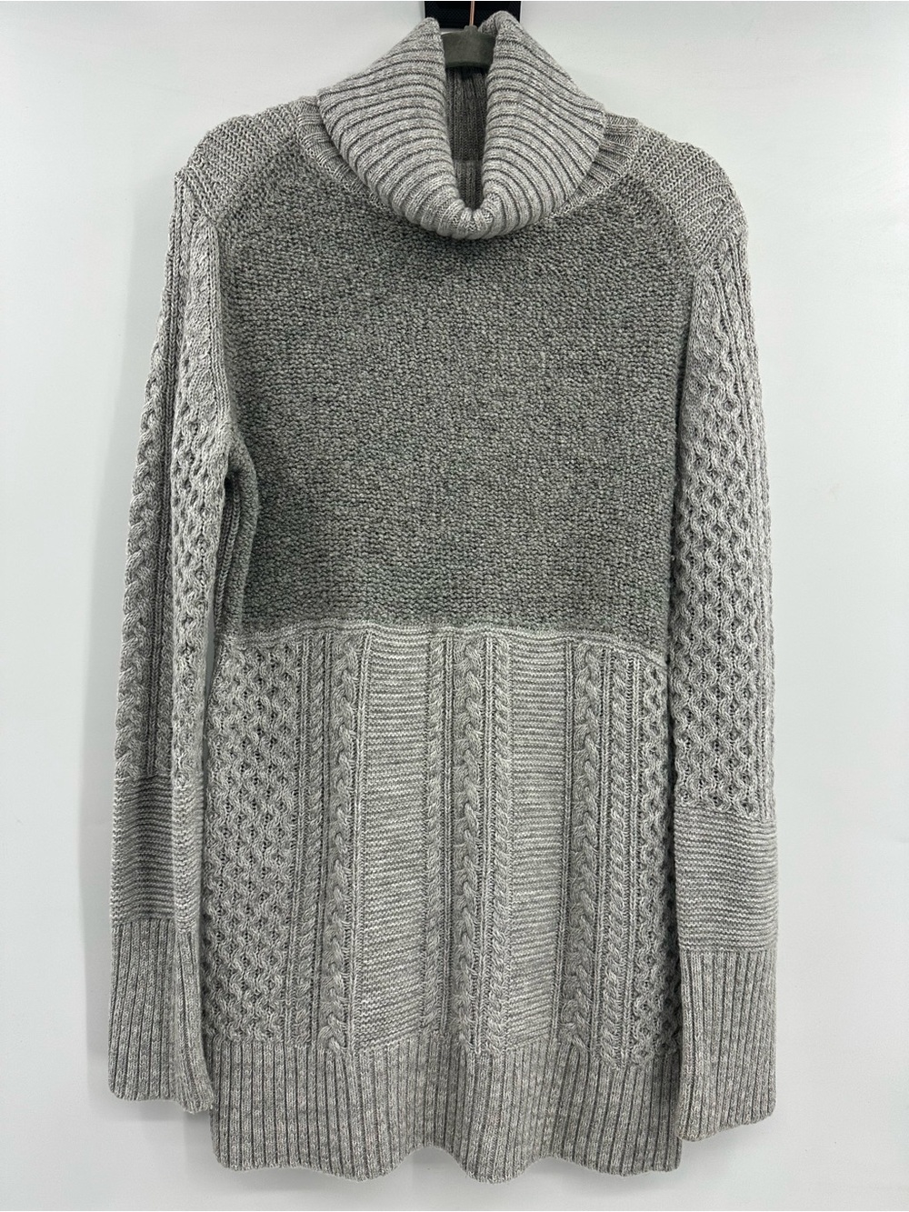 Banana Republic Gray Cable Knit Turtleneck Sweater Dress
